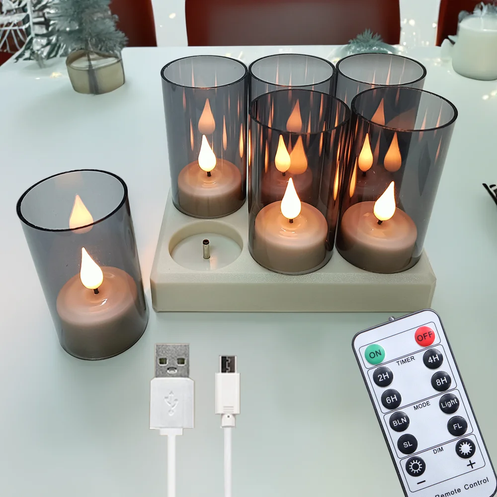6/12Pcs LED Rechargeable Tealight Flameless Candle Lamp - Image 7