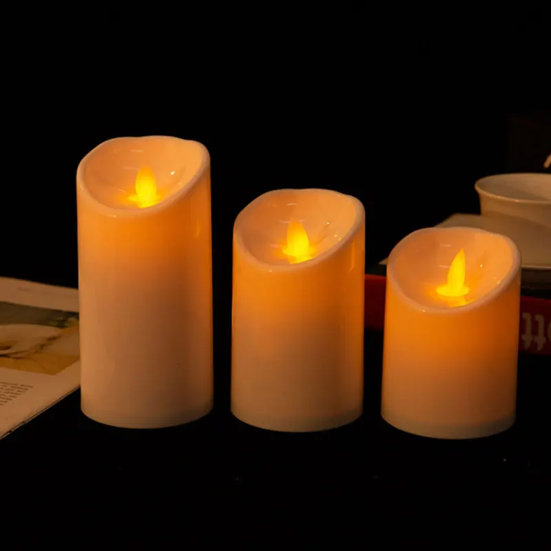 Pack of 3 Remote Control Moving Wick Flameless Pillar Candles - Image 3