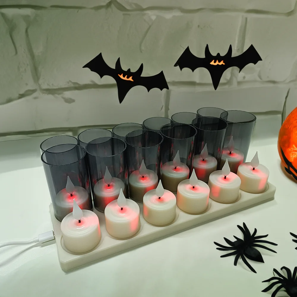 6/12Pcs LED Rechargeable Tealight Flameless Candle Lamp - Image 11