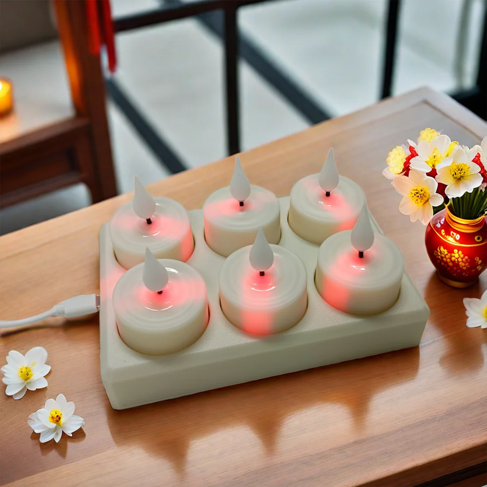 6/12Pcs LED Rechargeable Tealight Flameless Candle Lamp - Image 12