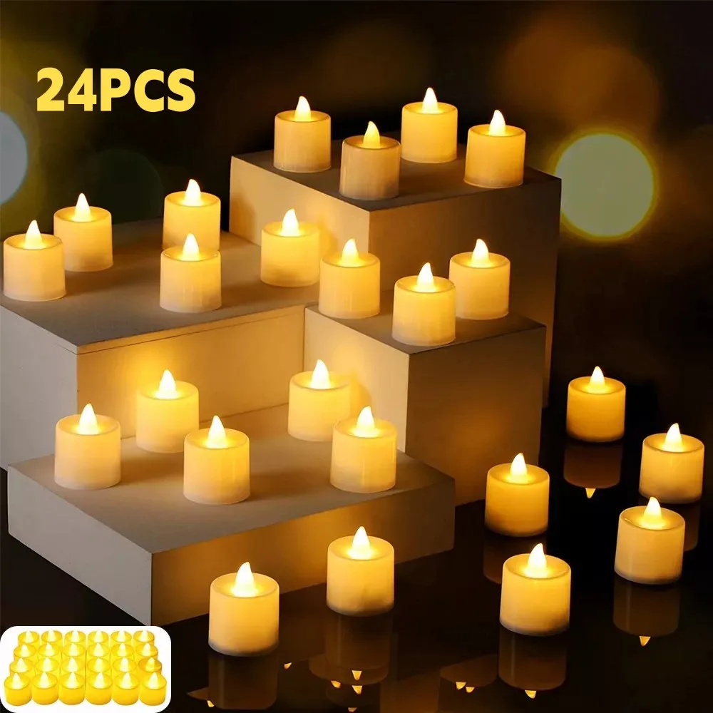 24Pcs Battery-Operated Flameless Tealight Candles with 200+Hours Lighting Capacity - Image 7