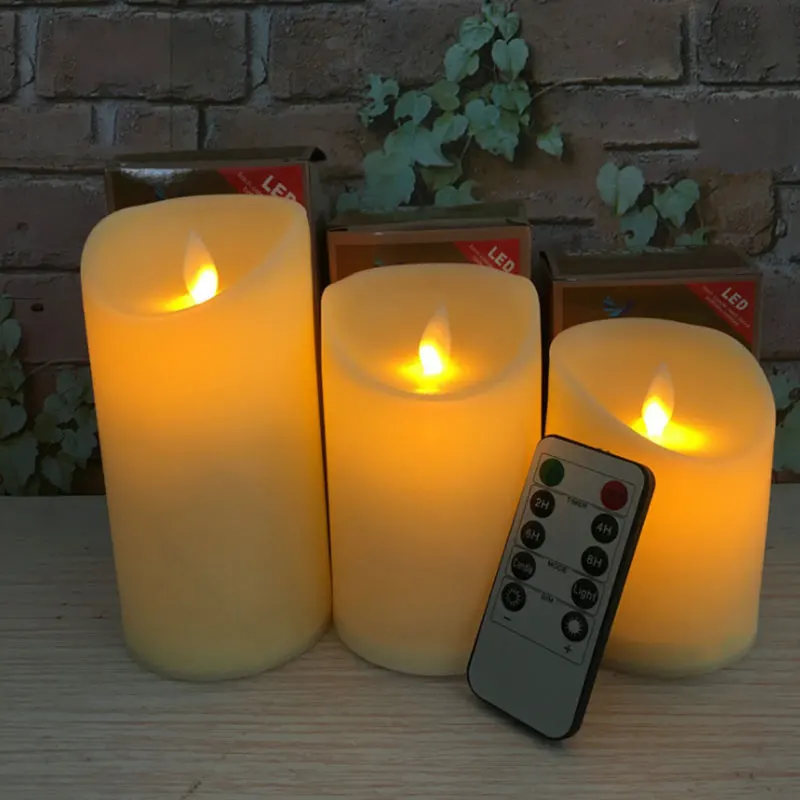 Pack of 3 Remote Control Moving Wick Flameless Pillar Candles - Image 5
