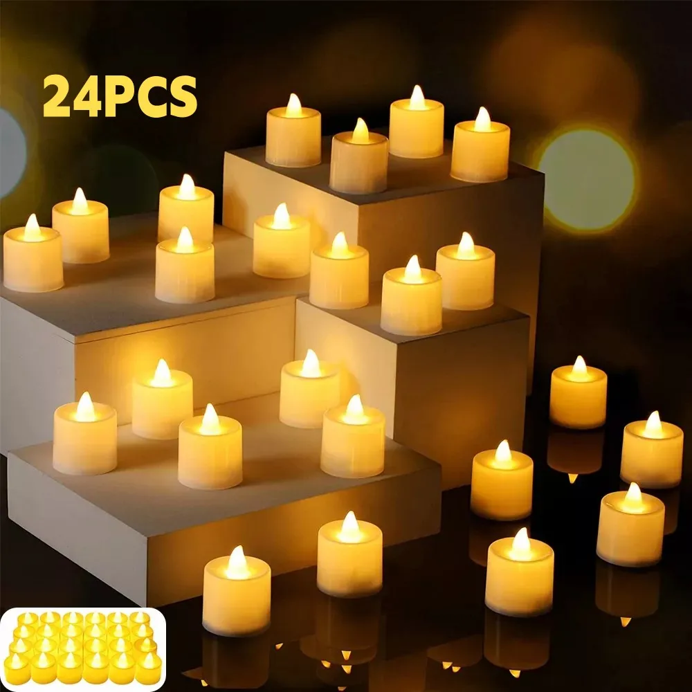 24Pcs Battery-Operated Flameless Tealight Candles