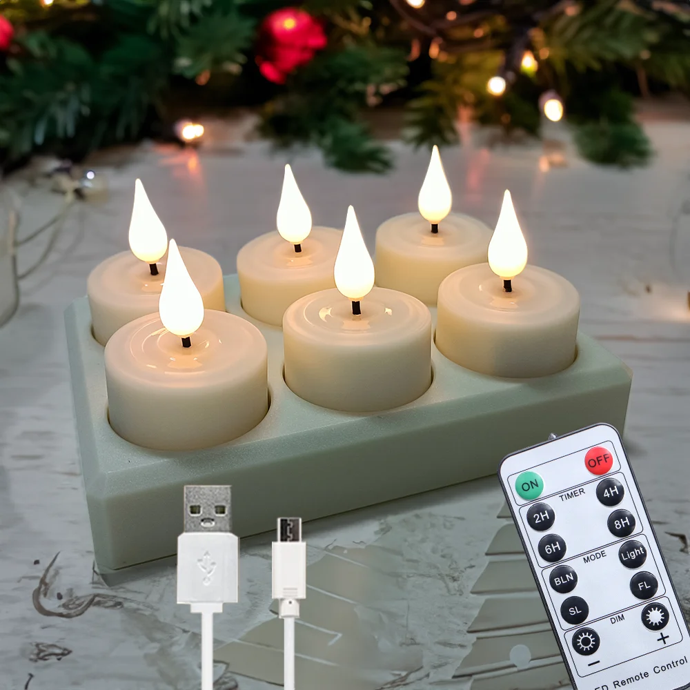 6/12Pcs LED Rechargeable Tealight Flameless Candle Lamp - Image 8