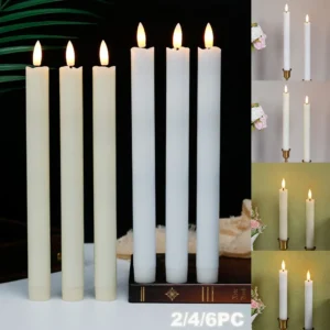 Flameless Taper Candles with 3D Wick