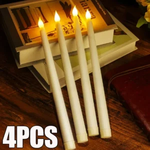 4/1 PCS Battery-Powered Flickering Taper Flameless Candles